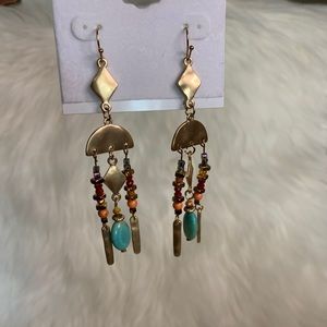 Jardin new turquoise and gold earrings with multicolor beads